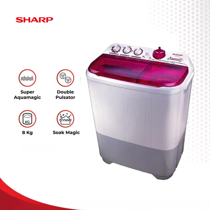 Sharp Mesin Cuci Twin Tube 8 Kg - ES-T85CR PK
